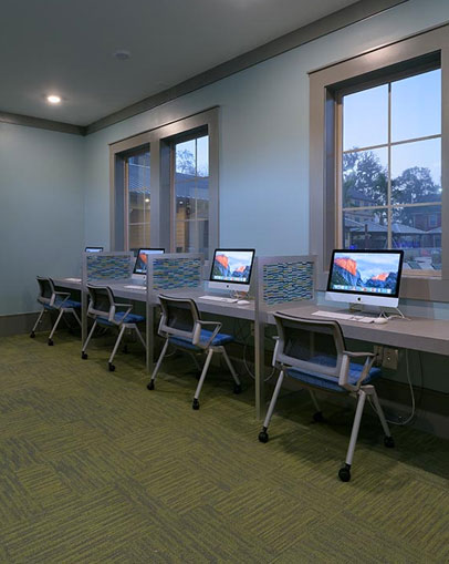 Computer lab with Apple computers