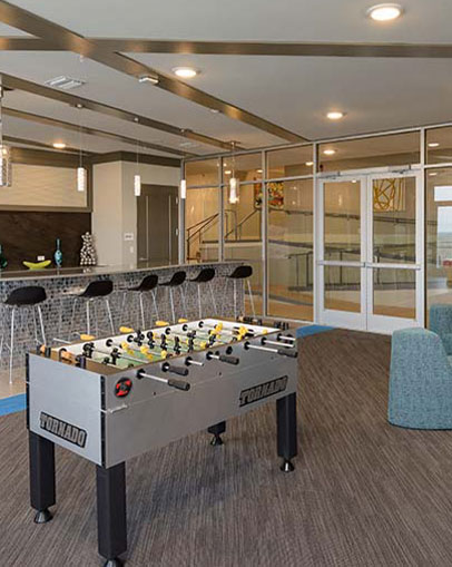 Interior lounge with foosball table