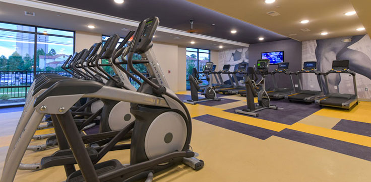 Fitness center with equipment