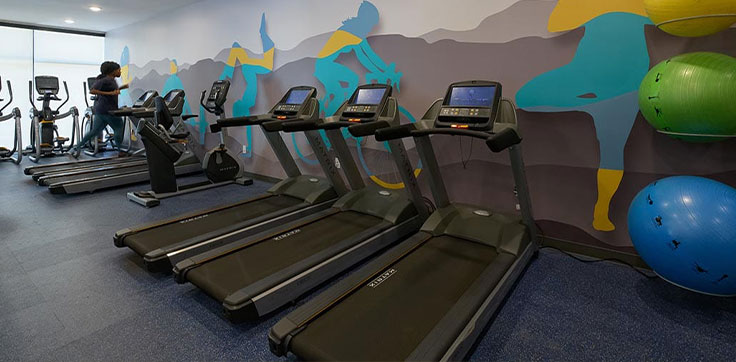 Gym with fitness equipment