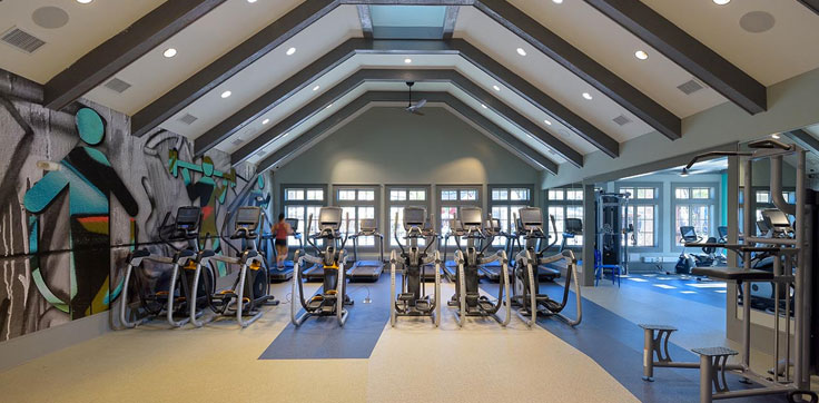 Gym with fitness equipment