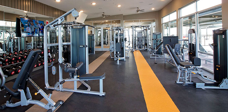 Fitness center with equipment