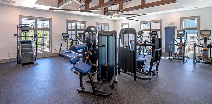 Fitness center with equipment