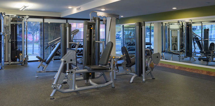 Fitness center with equipment