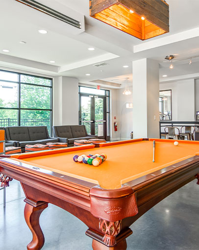 Campus View Apartments Club room with pool table