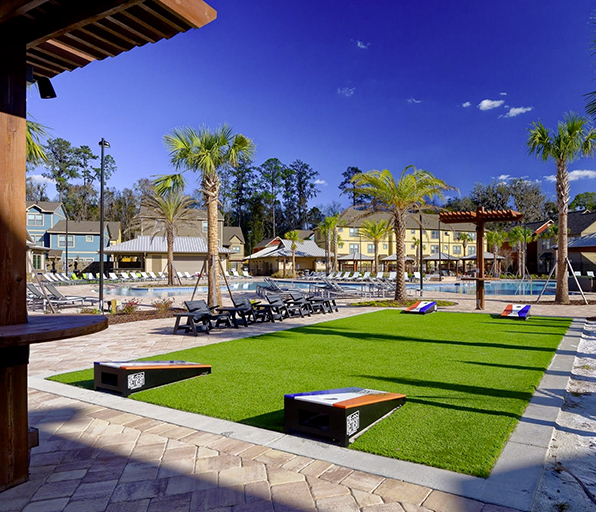 Green space area with near resort style pool
