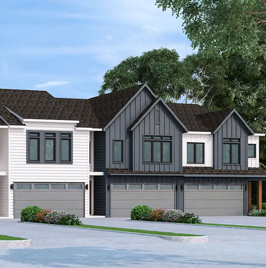 Building exterior of townhomes