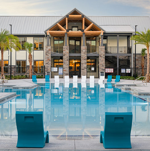 Resort-style pool at a student housing property