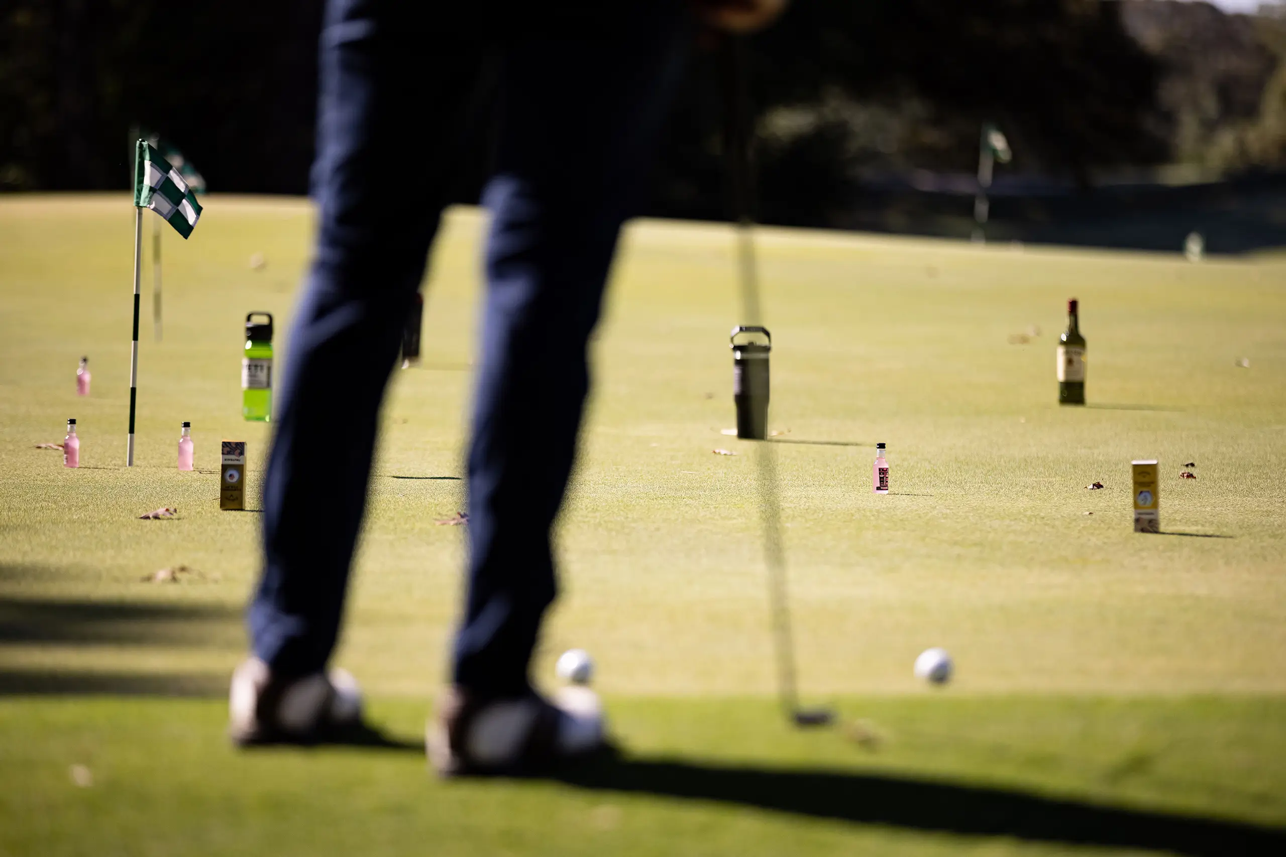 a golf course scattered with prizes