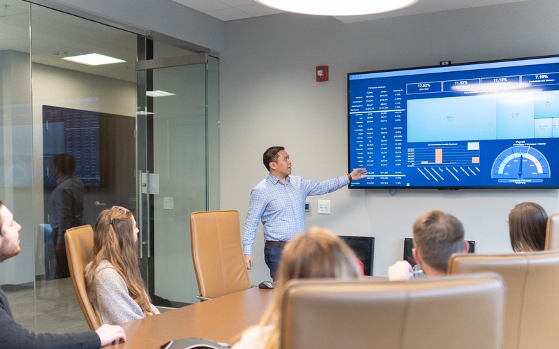 Man giving office presentation